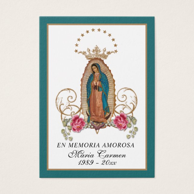 Unsere Dame Guadalupe Spanische Beerdigung Heilige (Vorderseite)