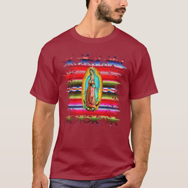 Unsere Dame Guadalupe Zarape Jungfrau Mary Katholi T-Shirt (Vorderseite)