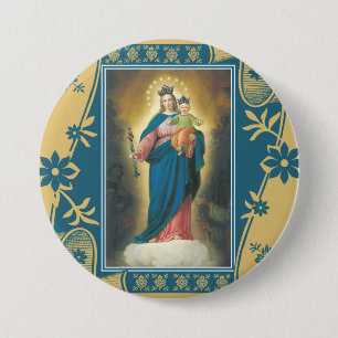 Unsere Dame Help der Christen mit Baby Jesus Button