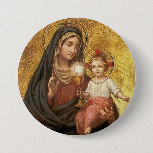 Unsere Dame Help des gesegneten Sakraments w/Jesus Button (Vorderseite)