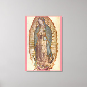 UNSERE DAME OF GUADALUPE 30x45 NATÜRLICH AUF ROSA Leinwanddruck