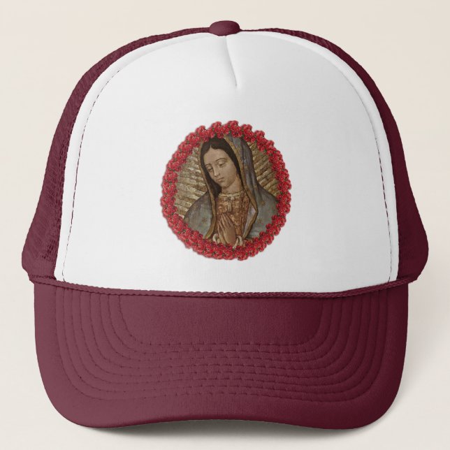 UNSERE DAME OF GUADALUPE MIT SPANISCHEN ROSEN TRUCKERKAPPE (Vorderseite)