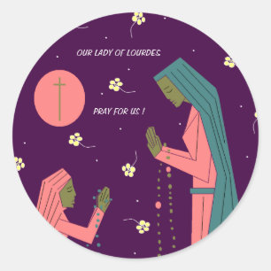 UNSERE DAME OF LOURDES BETEN FÜR US! RUNDER AUFKLEBER