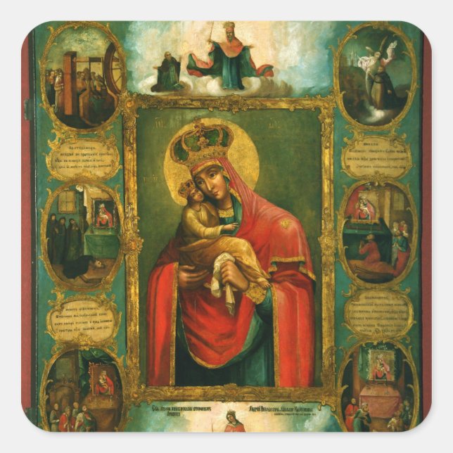 Unsere Dame Pochaev Quadratischer Aufkleber (Vorderseite)