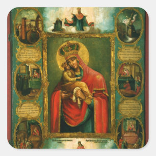 Unsere Dame Pochaev Quadratischer Aufkleber