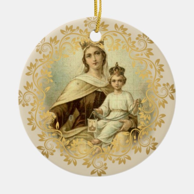 Unsere Dame von das Karmel-Baby Jesus Keramik Ornament (Vorne)