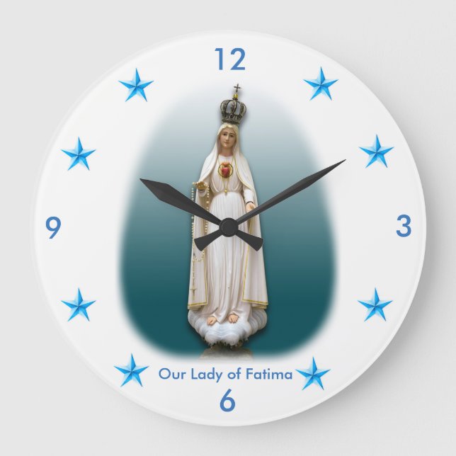 Unsere Dame von Fatima Clock Große Wanduhr (Vorderseite)