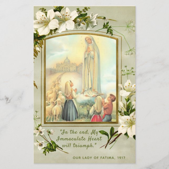 Unsere Dame von Fatima Litany Gebet Religiös (Vorderseite)