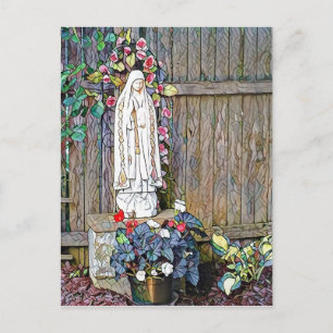 Unsere Dame von Fatima mit Blume durch Zaun Postkarte