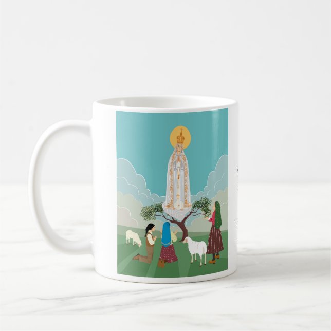 Unsere Dame von Fatima und die drei Hirten Kaffeetasse (Links)