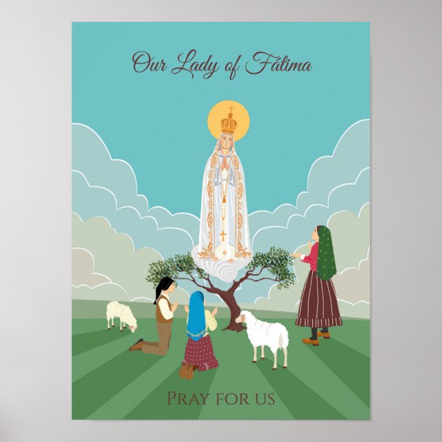 Unsere Dame von Fatima und die drei Hirten Poster (Vorne)