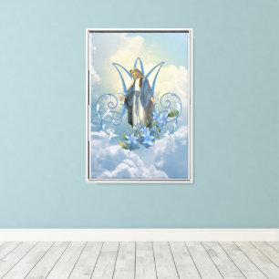 Unsere Dame von Grace mit Blue Florals Leinwanddruck