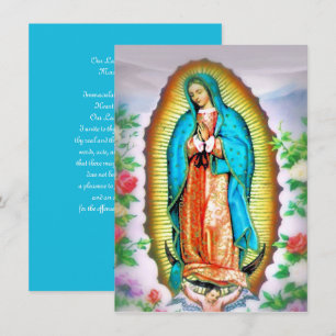 Unsere Dame von Guadalupe Floral mit Gebet Feiertagskarte