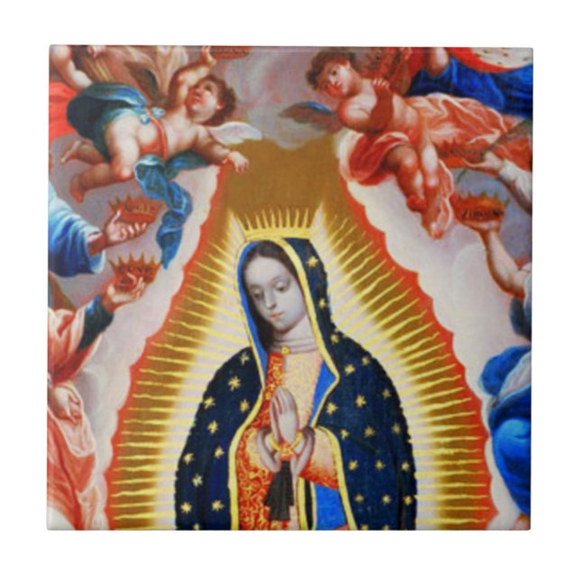 Unsere Dame von Guadalupe Kroning Keramik Tile Fliese (Vorderseite)
