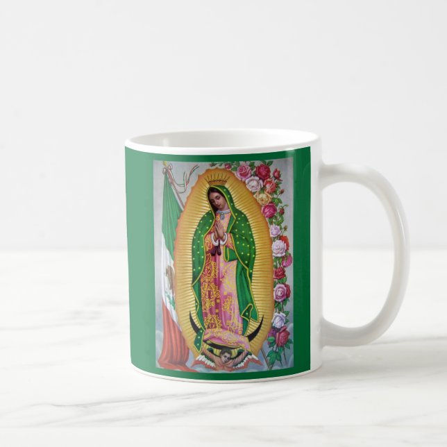 Unsere Dame von Guadalupe mit mexikanische Flagge Kaffeetasse (Rechts)