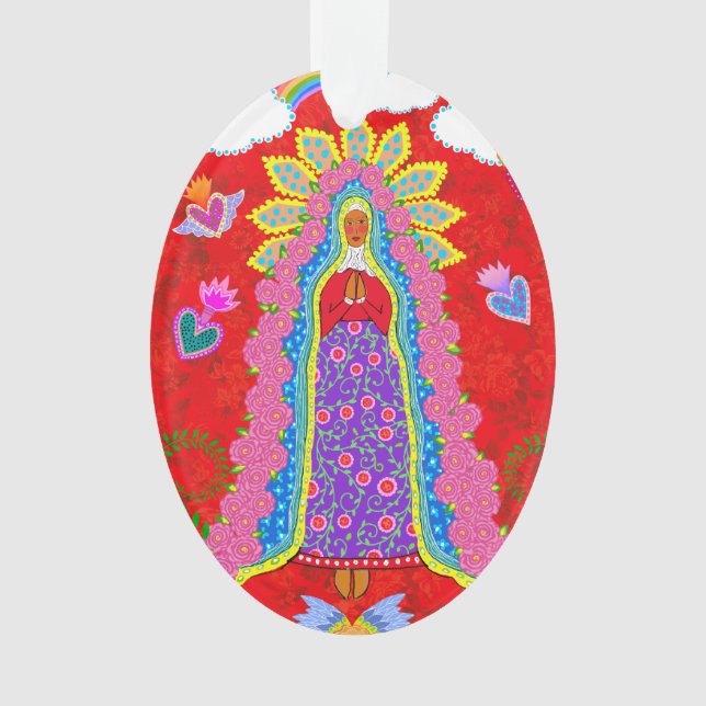 Unsere Dame von Guadalupe Red Holiday Ornament (Vorderseite)