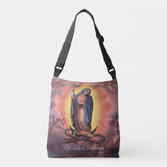 Unsere Dame von Guadalupe Rev. 12 Tragetaschen Mit Langen Trägern (Vorderseite)
