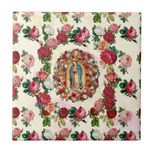 Unsere Dame von Guadalupe Rose Potpourri Fliese