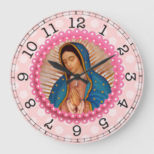 Unsere Dame von Guadalupe Roses Große Wanduhr