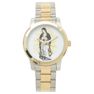 Unsere Dame von Guadalupe Uhr mit Strahlen