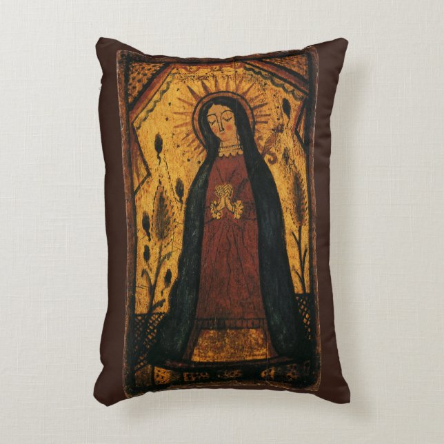 Unsere Dame von Guadalupe von Pedro Antonio Fresqu Dekokissen (Vorderseite(Vertikal))