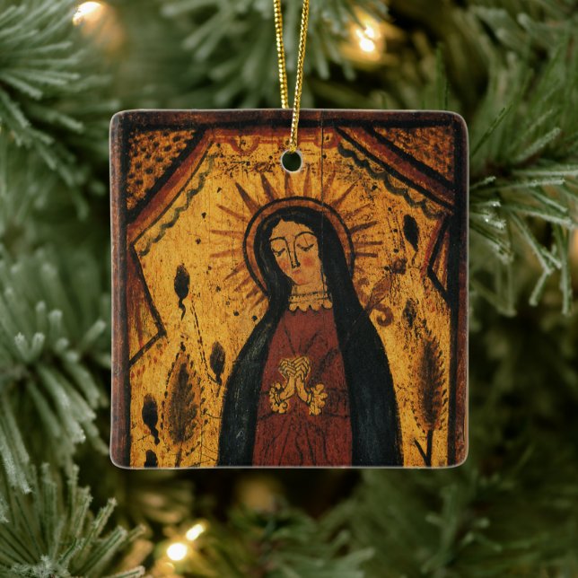 Unsere Dame von Guadalupe von Pedro Antonio Fresqu Keramikornament (Baum)