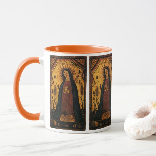 Unsere Dame von Guadalupe von Pedro Antonio Fresqu Tasse (Mit Donut)