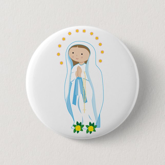Unsere Dame von Lourdes Button (Vorderseite)