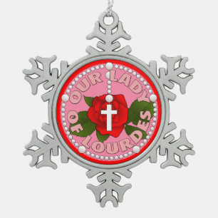 Unsere Dame von Lourdes Schneeflocken Zinn-Ornament