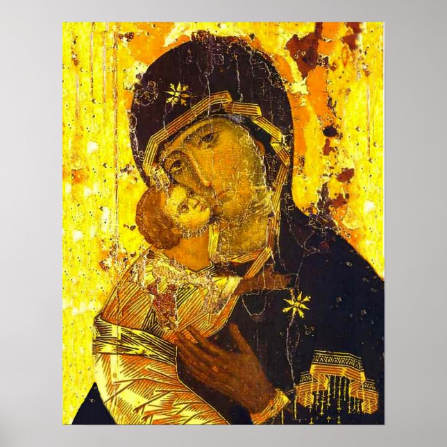 Unsere Dame Wladimir Jungfrau Mary Icon Poster (Vorne)