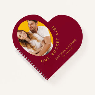 Unsere Eimerliste umfasst Foto Burgund und Gold Notizbuch