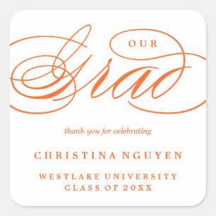 UNSERE ELEGANT GRAD-SCHRIFT   DANKE-AUFKLEBER QUADRATISCHER AUFKLEBER
