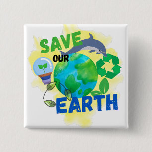 Unsere Erde gerettet Button