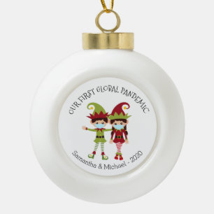 Unsere erste globale Pandemie 2020 Elf Chritsmas Keramik Kugel-Ornament