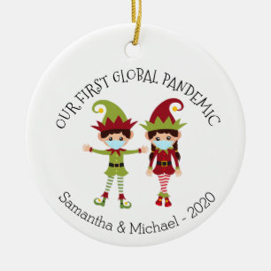Unsere erste globale Pandemie 2020 Elf Chritsmas Keramik Ornament