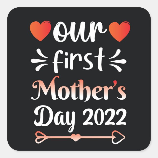Unsere erste Muttertagsplatte Quadratischer Aufkleber (Vorderseite)