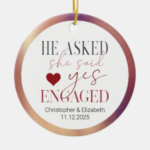 Unsere erste Verlobte Rose Gold Weihnachten Keramik Ornament