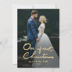 Unsere erste Weihnacht Mr. & Mrs. Weihnachts-Fotok Feiertagskarte