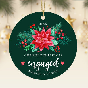 Unsere erste Weihnachten Verlobte Aquarellpflanze Keramik Ornament