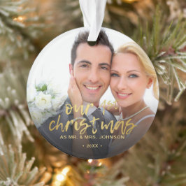 Unsere erste Weihnachts-2-Foto Hochzeit Ornament