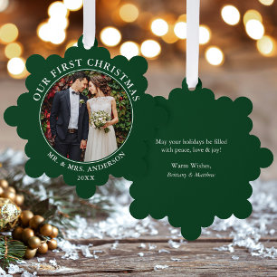 Unsere erste Weihnachts-Couple-Foto-Ornament-Karte Ornament Karte