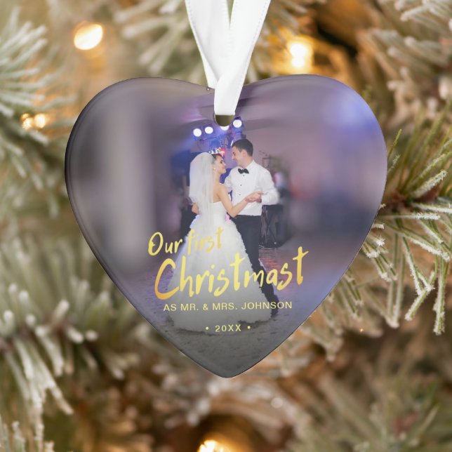 Unsere erste Weihnachts-Foto-Hochzeit Ornament (Baum)