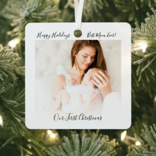 Unsere erste Weihnachts-Mama und Baby-Foto-Urlaub Ornament Aus Metall
