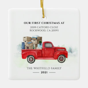 Unsere erste Weihnachts-neue Zuhause für Ferien Keramikornament
