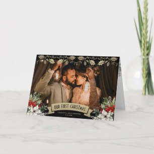 Unsere erste Weihnachts-Schwarz-Gold-Foto für Neuv Feiertagskarte