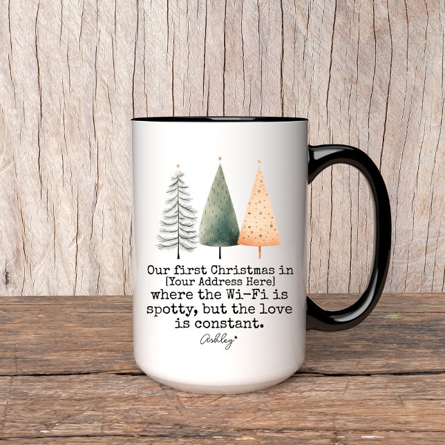 Unsere erste Weihnachtsansprache, individuelle Ans Tasse (our first Christmas mug, personalized mug, custom address mug, Christmas vibes mug, first Christmas)
