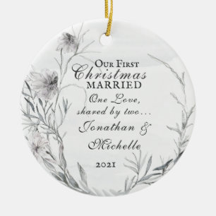 Unsere erste Weihnachtsblume Verheiratet, Aquarell Keramik Ornament