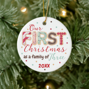 Unsere erste Weihnachtsfamilie von 3 Jahren Baby's Keramik Ornament