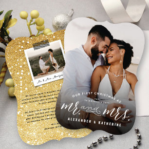 Unsere erste Weihnachtsfeier als Foto und Mr. Feiertagskarte