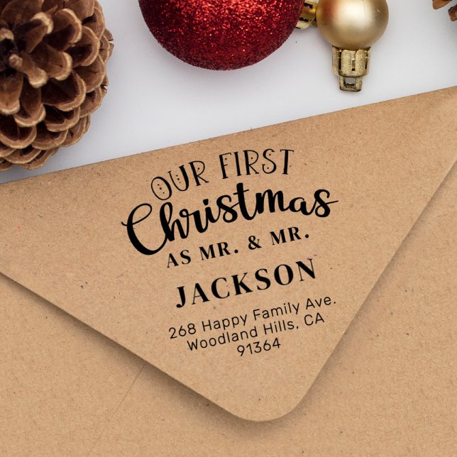 Unsere erste Weihnachtsfeier MR & MR Rücksendeadre Gummistempel (Von Creator hochgeladen)